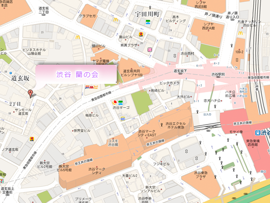 女性求人高収入アルバイト求人渋谷蘭の会お店迄の地図
